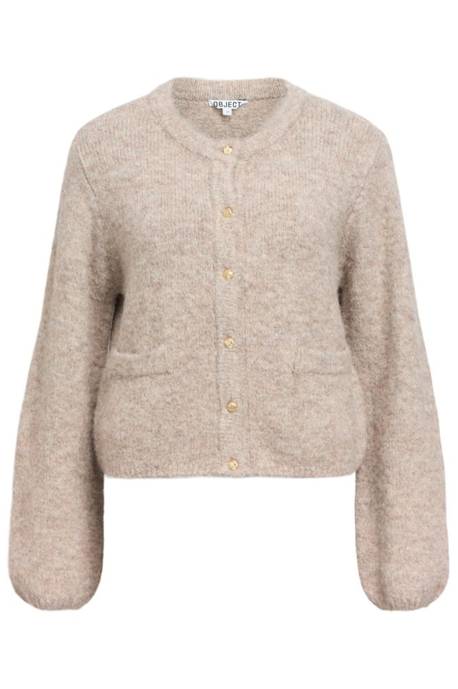 OBJSAGGIA RE L/S KNIT CARDIGAN NOOS 23046886 Humus/Melange